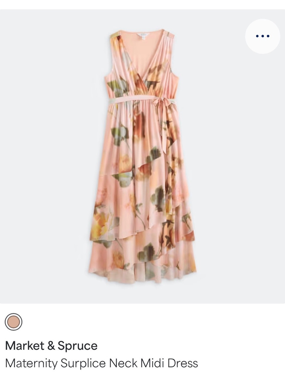 Market & Spruce Coral Floral Wrap Midi Dress (Maternity)